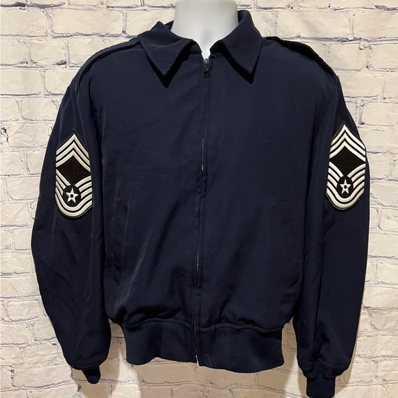 VTG USAF Men Size 44S Blue Senior Master Sergeant Jacket Removable Liner